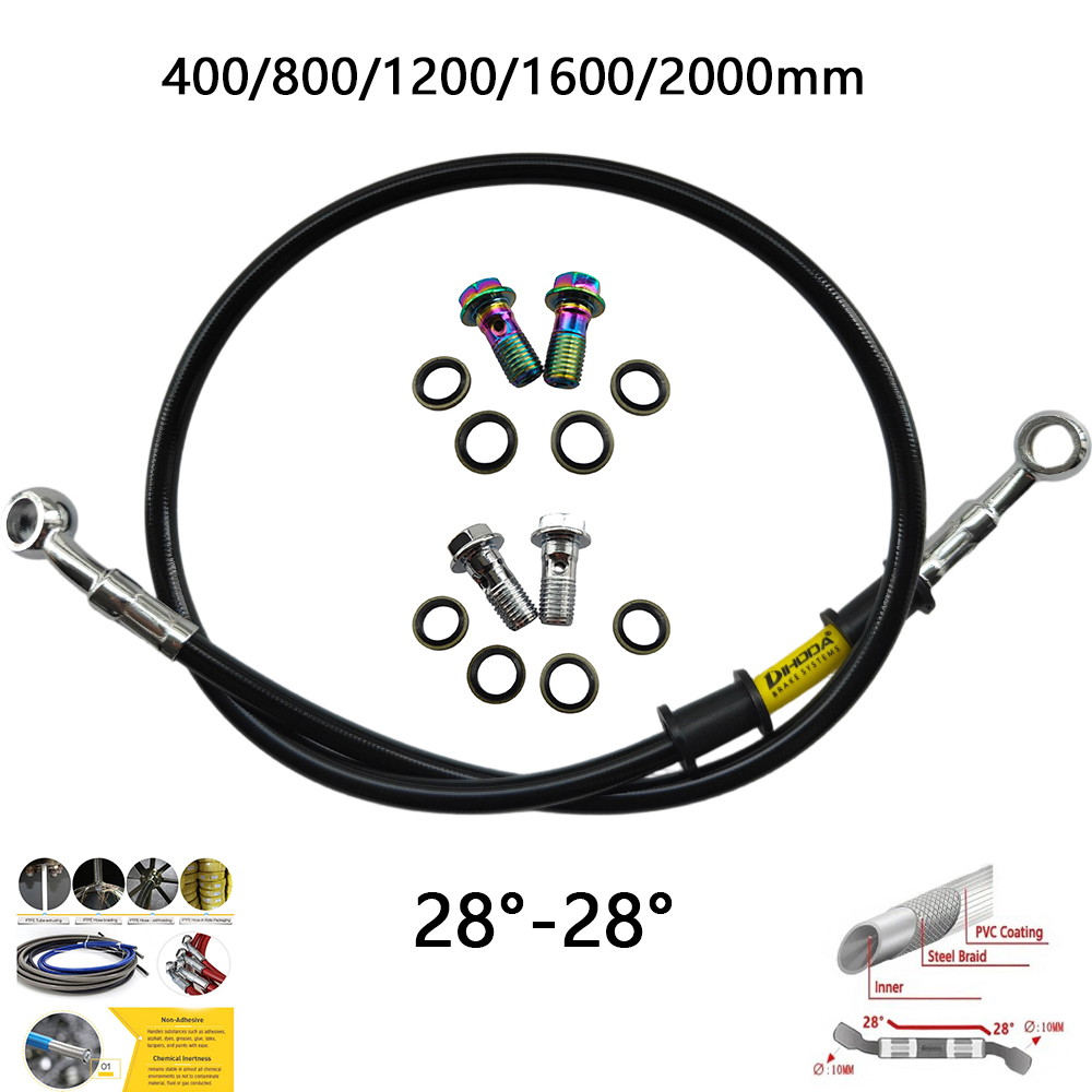 Brake Line Motorcycle - 28 ° -28 ° Czarne, plecione,